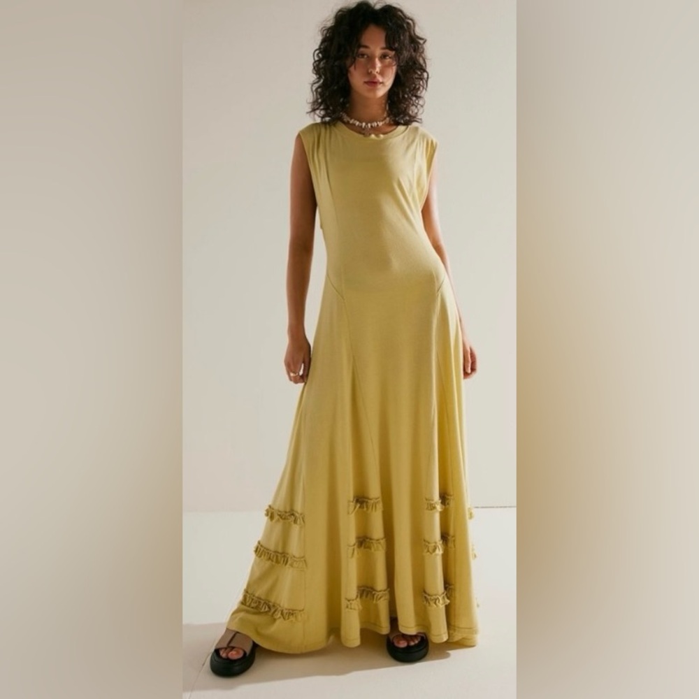 Free People Arya Midi Dress in Dried Moss!